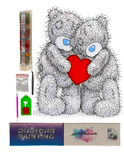 SusggO Diamond Painting Set mit Diamantmalerei, 30 x 40 cm, Diamantmalerei, komplett mit Box und Zubehör, 5D-Kreuzstich, Stickerei, Basteln, Heimdekoration (Bärchen in Liebe) von SusggO