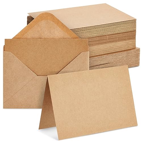48 Klappkarten mit Umschlägen, Grußkartenset, Vintage-Stil, Braun von Sustainable Greetings