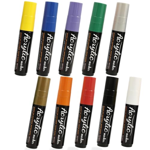 Acrylfarbenmarker, 10 Farben Postermarker Jumbo 15 mm breite Spitze Permanenter dicker Acryl-Graffiti-Marker für Glas, Stein, Holz, Auto, Keramik, Stoff von Sutowe