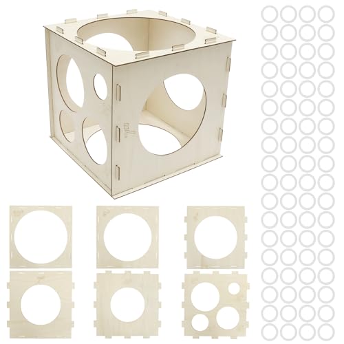 Ballongrößenwürfel aus Holz, faltbar, 9 Löcher, mit 72 Silikon-Befestigungsringen, Messwerkzeug für Hochzeit, Geburtstag, Urlaub, Party, Versammlung, 2 Stück Ballongrößenwürfel aus Holz, faltbar, 9 Löcher, mit 72 Silikon-Befestigungsringen, Messwerkzeug für Hochzeit, Geburtstag, Urlaub, Party, Versammlung, 2 Stück von Sutowe