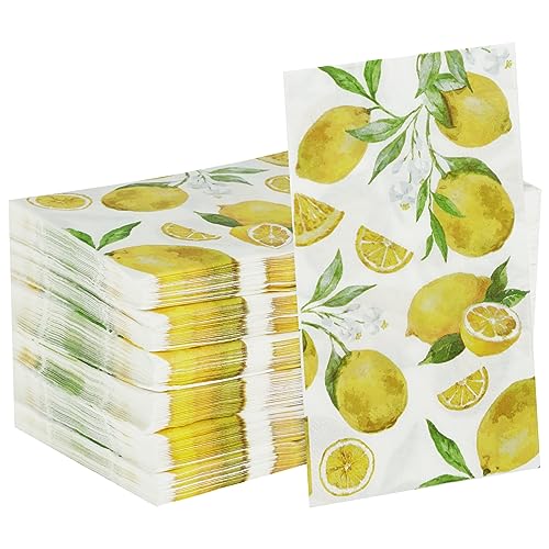 Sutowe 140 Stück Zitronen-Papierservietten, weich, saugfähig, Zitronen-Servietten, wiederverwendbar, Obstmuster, Handtuch, dekorative Party-Dessert-Dinner-Servietten, bunte Sutowe 140 Stück Zitronen-Papierservietten, weich, saugfähig, Zitronen-Servietten, wiederverwendbar, Obstmuster, Handtuch, dekorative Party-Dessert-Dinner-Servietten, bunte von Sutowe