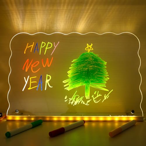 Sutowe Löschbares LED-Notizbrett, leuchtend, Acryl, trocken abwischbar, Schreibtisch-LED-Zeichenbrett, 30 x 20 cm, Memo-Tablet mit 7 Farbmarkern, klare Buchstaben, Massage-Whiteboard für Zuhause und Sutowe Löschbares LED-Notizbrett, leuchtend, Acryl, trocken abwischbar, Schreibtisch-LED-Zeichenbrett, 30 x 20 cm, Memo-Tablet mit 7 Farbmarkern, klare Buchstaben, Massage-Whiteboard für Zuhause und von Sutowe