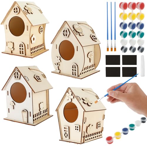 Vogelhaus Bausatz für Kinder, DIY Set 4 Stück Vogelhaus bastelset aus Holz, Vogelhauss zum bemalen, Vogelkasten Bastelset Ostern Geschenke für Mädchen Jungen Kleinkinder Vogelhaus Bausatz für Kinder, DIY Set 4 Stück Vogelhaus bastelset aus Holz, Vogelhauss zum bemalen, Vogelkasten Bastelset Ostern Geschenke für Mädchen Jungen Kleinkinder von Sutowe