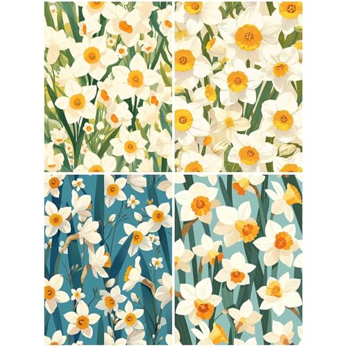 4er Diamond Painting Kinder Frangipani 20x30 cm 5D Diamond Painting Set für Mädchen Jungs 6 DIY Mosaikherstellung Basteln Erwachsene Frauen, Pflanzen Diamonds für Wohnzimmer, Büro, Dekoration S67-Y von Suuiizaa