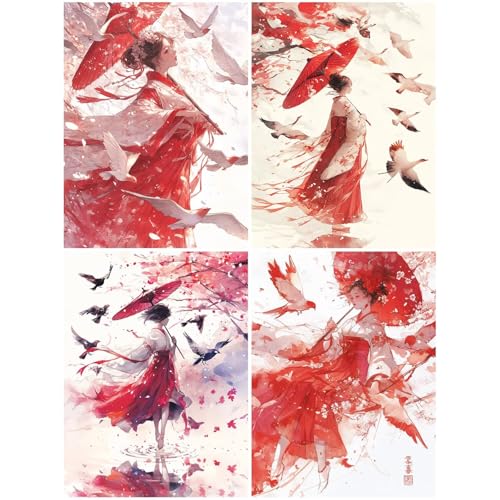 4er Diamond Painting Kinder Niedlich 20x30 cm 5D Diamond Painting Set für Mädchen 6 8 10 DIY Mosaikherstellung Basteln Erwachsene Frauen, Fee Diamonds für Wohnzimmer, Schlafzimmer, Dekoration S71-Y von Suuiizaa
