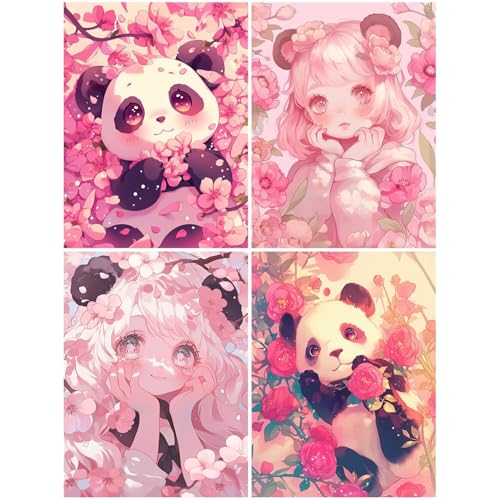 4er Diamond Painting Kinder Pandas 50x70 cm 5D Diamond Painting Set für Mädchen Jungs 6 8 10 DIY Mosaikherstellung Basteln Erwachsene Frauen, Cartoon Diamonds für Wohnzimmer, Büro, Dekoration S46-Y 4er Diamond Painting Kinder Pandas 50x70 cm 5D Diamond Painting Set für Mädchen Jungs 6 8 10 DIY Mosaikherstellung Basteln Erwachsene Frauen, Cartoon Diamonds für Wohnzimmer, Büro, Dekoration S46-Y von Suuiizaa
