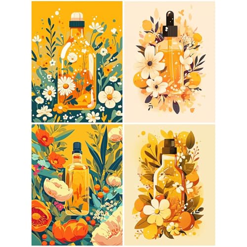 4er Diamond Painting Kinder Pflanzen 20x30 cm 5D Diamond Painting Set für Mädchen 10 DIY Mosaikherstellung Basteln Erwachsene Frauen, Flasche Diamonds für Wohnzimmer, Schlafzimmer, Dekoration S49-Y von Suuiizaa