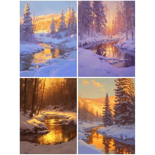 4er Diamond Painting Kinder Winter 50x70 cm 5D Diamond Painting Set für Mädchen Jungs 10 DIY Mosaikherstellung Basteln Erwachsene Frauen, Wald Diamonds für Wohnzimmer, Schlafzimmer, Dekoration S54-Y 4er Diamond Painting Kinder Winter 50x70 cm 5D Diamond Painting Set für Mädchen Jungs 10 DIY Mosaikherstellung Basteln Erwachsene Frauen, Wald Diamonds für Wohnzimmer, Schlafzimmer, Dekoration S54-Y von Suuiizaa