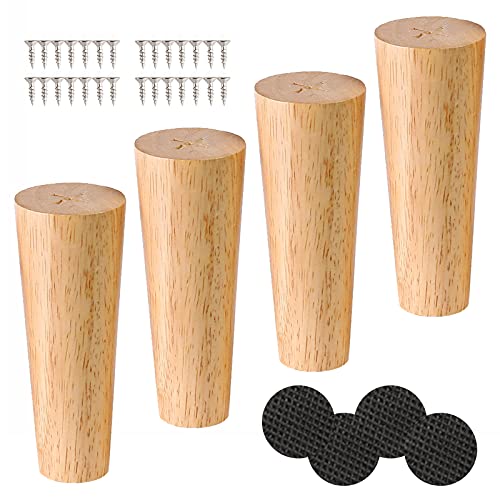 4 Stück Tischbeine Holz,DIY Möbelbeine,Tischfüße,Sofa Kleiderschrank Bett Sessel Schreibtisch Ersatz Möbelfüße,Möbelfüsse Mit Schrauben,Montageplatten Und Rutschfesten Matten,Wooden-30cm/11.8in von Suwooy