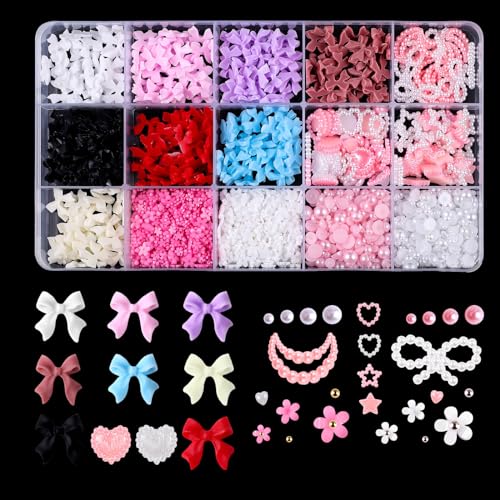 1000 Stück 3D Nageldekorations Sets, Rosa & Weiß Schleifen Herz Schleifen Blumen Nagel Charms, Schleifenknoten Nagelstecker Strasssteine für Manicure DIY Crafts Jewelry Accessories 1000 Stück 3D Nageldekorations Sets, Rosa & Weiß Schleifen Herz Schleifen Blumen Nagel Charms, Schleifenknoten Nagelstecker Strasssteine für Manicure DIY Crafts Jewelry Accessories von Suxgumoe