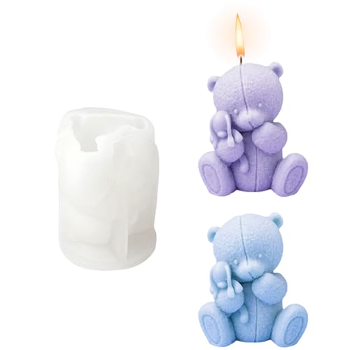 3D Bär Silikonform, Teddybärform Gießform DIY Kerzengießformen für Kerze machen Seifen Polymer-Ton Home Dekoration Valentinstag Geschenke von Suxgumoe