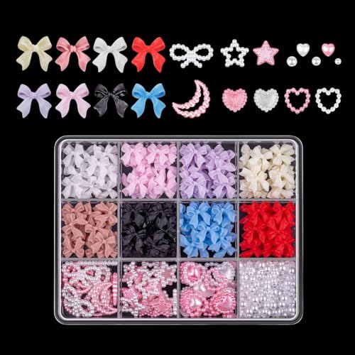 3D Nageldekorations Sets, 500 Stück Herz Starn Schleifen Nagel Charms, Schleifenknoten Nagelstecker Strasssteine für Manicure DIY Crafts Jewelry Accessories 3D Nageldekorations Sets, 500 Stück Herz Starn Schleifen Nagel Charms, Schleifenknoten Nagelstecker Strasssteine für Manicure DIY Crafts Jewelry Accessories von Suxgumoe