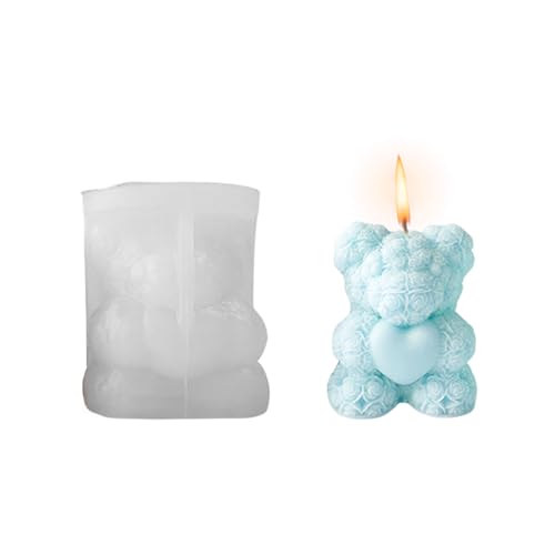 Bär Kerzen Gießform, 3D Silikonformen Kerze Seifenherstellung Form, DIY Kerzengießformen für Kerze machen Seifen Polymer-Ton Home Dekoration Valentinstag Geschenke von Suxgumoe