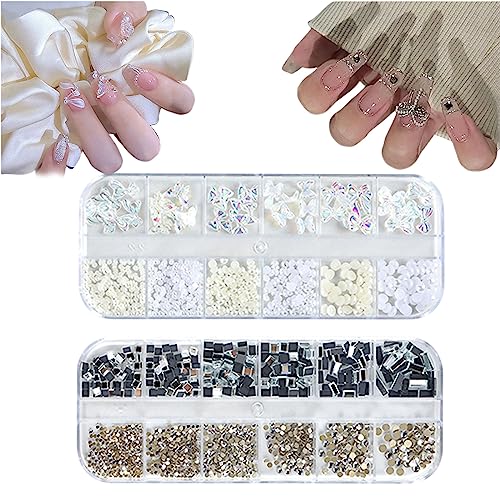 Nägelkunst Schmuck, 2 Boxen Multi-Form Aurora Bogen Schmetterling Nail Charms, Flache Perlen Strasssteine Nagel Dekorations Nagel Edelsteine für Frauen Mädchen Kreative Maniküre Zubehör Nägelkunst Schmuck, 2 Boxen Multi-Form Aurora Bogen Schmetterling Nail Charms, Flache Perlen Strasssteine Nagel Dekorations Nagel Edelsteine für Frauen Mädchen Kreative Maniküre Zubehör von Suxgumoe