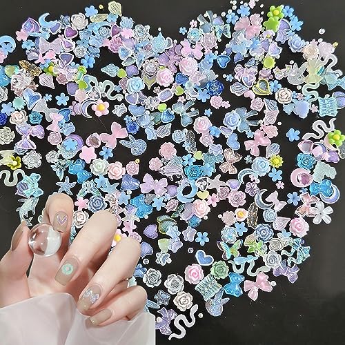 Nail Art Dekoration, 300 Stück Nägel Strasssteine 3D Nail Art Charms, Herz Bär Schmetterlings Schleife Nagel Schmuck für Mädchen Frauen DIY Nagel Dekor (Mix-H) von Suxgumoe