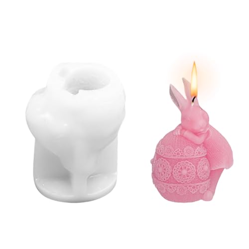 Ostern Kaninchen Silikonformen, 3D Silikonformen Gießformen Osterhase, Hase Ostern Kerzengießformen for DIY Kerzen Sojawachs Kerzen Handwerk (Kanincheneierform C) von Suxgumoe