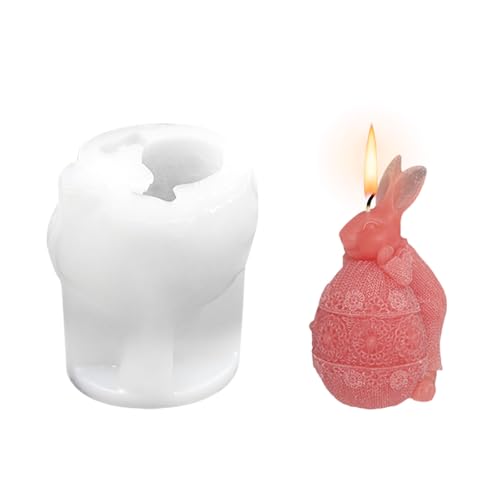 Ostern Kaninchen Silikonformen, 3D Silikonformen Gießformen Osterhase, Hase Ostern Kerzengießformen for DIY Kerzen Sojawachs Kerzen Handwerk (Kanincheneierform D) von Suxgumoe