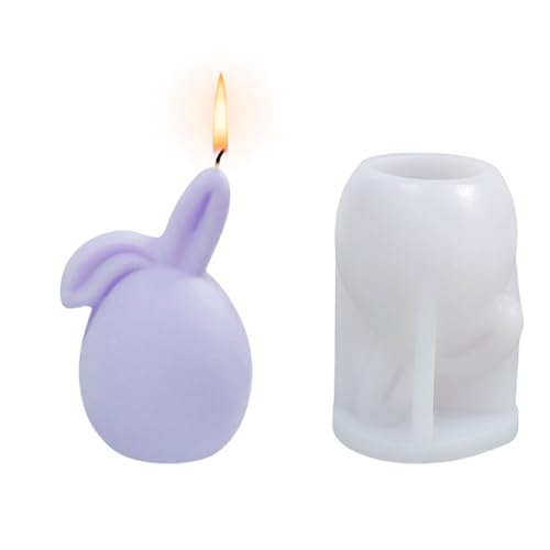 Ostern Kaninchen Silikonformen, 3D Silikonformen Gießformen Osterhase, Hase Ostern Kerzengießformen for DIY Kerzen Sojawachs Kerzen Handwerk (Kaninchenkopfform B) von Suxgumoe
