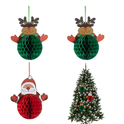 Weihnachten Deko, 3 Stück Papier Christbaumschmuck, Weihnachtsmann Elch Papier Faltung Weihnachten Banner Girlande Christmas Tree Decorations von Suxgumoe