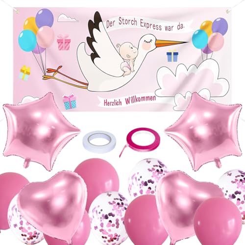 15 St 160x70cm Storch Geburt für Draussen Willkommen Zuhause Baby Welcome Home Baby Hänge Storch Banner Luftballon（Pink） von Suynauetev