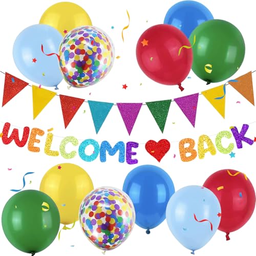32 Stück Willkommensset mit Banner Welcome Back bunten Dreiecksfahnen und Welcome Home Luftballon Schleifen Herzlich Willkommen Girlande Wilkommensdeko Zuhause für Schulen Haus und Willkommenspartys 32 Stück Willkommensset mit Banner Welcome Back bunten Dreiecksfahnen und Welcome Home Luftballon Schleifen Herzlich Willkommen Girlande Wilkommensdeko Zuhause für Schulen Haus und Willkommenspartys von Suynauetev