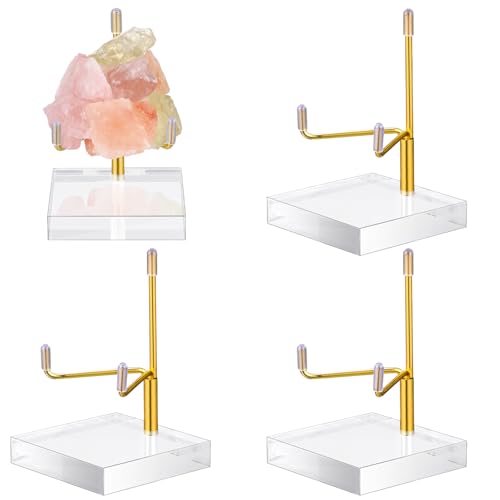 Suzile 4 Stück verstellbare Metallarm-Staffelei mit Acryl-Basis, Staffelei, Halter, Acryl, kristallklar, Tellerständer für Geoden, Mineralachat (Gold, 5,1 x 5,1 x 7,6 cm) von Suzile