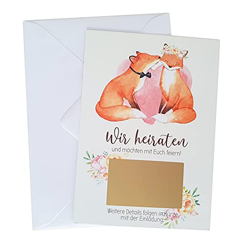 Suzu Papers SAVE THE DATE Karte Hochzeit - Rubbelkarten Set zum Selbstausfüllen - Originelle Hochzeitseinladung rubbeln von Suzu Papers