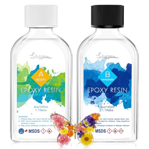 Epoxidharz 8oz (240 ml) Kristallklar, ungiftig– Hochglanz und UV-beständig Epoxy Resin für Holz, Schmuckherstellung, Restauration, selbstnivellierendes Gießharz für Anfänger und DIY Harzkunstprojekte von Suzzam