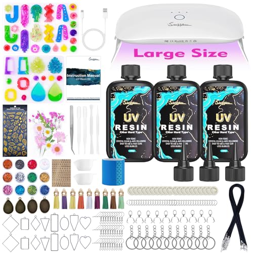 Suzzam UV Resin Set mit UV Lampe – 300g kristallklares UV Harz Schmuckherstellung Set mit Formen, 30W UV Lampe und Werkzeugen | Ungiftiges, Geruchsarmer für Schmuck, Schlüsselanhänger, Heimdekoration Suzzam UV Resin Set mit UV Lampe – 300g kristallklares UV Harz Schmuckherstellung Set mit Formen, 30W UV Lampe und Werkzeugen | Ungiftiges, Geruchsarmer für Schmuck, Schlüsselanhänger, Heimdekoration von Suzzam
