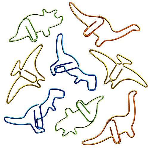 Creative Office Supplies Dinosaurier-Büroklammern, 40 Stück Dinosaurier-förmige Büroklammern, Metall-Lesezeichen-Clips, niedliche Büroklammern, Heimbüro, Bibliothek, Büroklammern (Dinosaurier B) von Svaitend