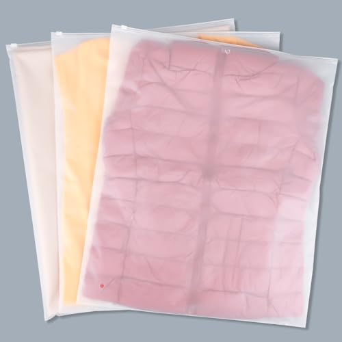 Svaldo Kleidertaschen, 100 Stück, 50,8 x 61 cm, Jumbo, extragroß, mattiert, mit Reißverschluss, Plastikbeutel für Kleidung, Pullover, Kleid, Rucksack, Decke, T-Shirt, Verpackung, Versand, 3 mm, mit von Svaldo
