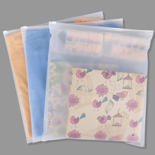 Svaldo Zip Beutel Groß, 100 Stück 35 * 40cm Plastikbeutel Verschließbar für Kleidung, Kleidertaschen Matt Reise, Beutel mit Reißverschluss für Unterwäsche, Handtuch, Kosmetik (mit Entlüftungslöchern) von Svaldo
