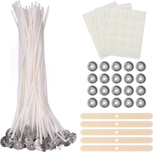 100 Stück Kerzendocht, 15cm Dochte für Kerzen, mit 5 Stück Dochthalter und 60 Doppelseitige Dots Docht Aufkleber, für die Kerzenherstellung Candle DIY 100 Stück Kerzendocht, 15cm Dochte für Kerzen, mit 5 Stück Dochthalter und 60 Doppelseitige Dots Docht Aufkleber, für die Kerzenherstellung Candle DIY von Svalor