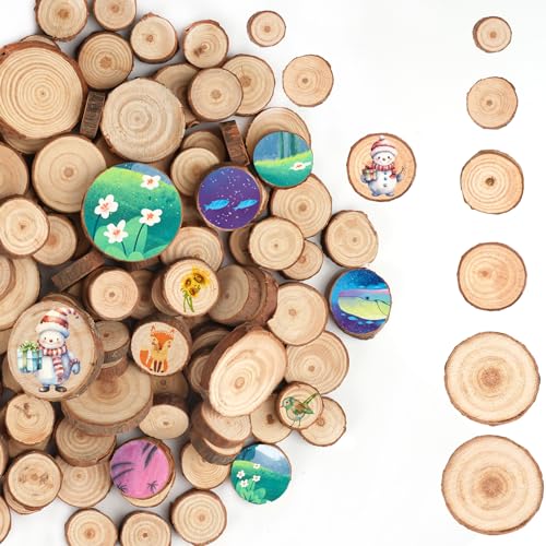120 Stück Holzscheiben Klein, DIY Handwerk Holz-Scheiben, Runde Holzscheiben zum basteln, 5mm Dicke Unlackierte Holzscheiben mit Baumrinde, für DIY, Weihnachten Dekoration usw.(1-3cm) von Svalor