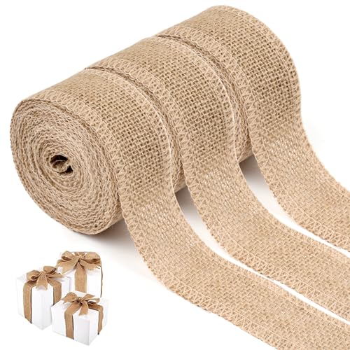 15 Meter Burlap Band, 4cm Breit Juteband, Vintage-Juteband für DIY, Weich Sackleinen Band, Vintage Geschenkband für Handwerk, Geschenkverpackung, Hochzeitdeko usw.(5M/Rollen) von Svalor