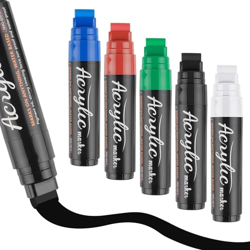 15mm Acrylstifte Breit,5 Pcs Graffiti Stift, Bunt Acrylmarker Keilspitze, Permanent Marker Dicke Spitze, Wasserfest Graffiti Stifte zum Bemalen Holz Glas Metall Karton Kunststoff 15mm Acrylstifte Breit,5 Pcs Graffiti Stift, Bunt Acrylmarker Keilspitze, Permanent Marker Dicke Spitze, Wasserfest Graffiti Stifte zum Bemalen Holz Glas Metall Karton Kunststoff von Svalor