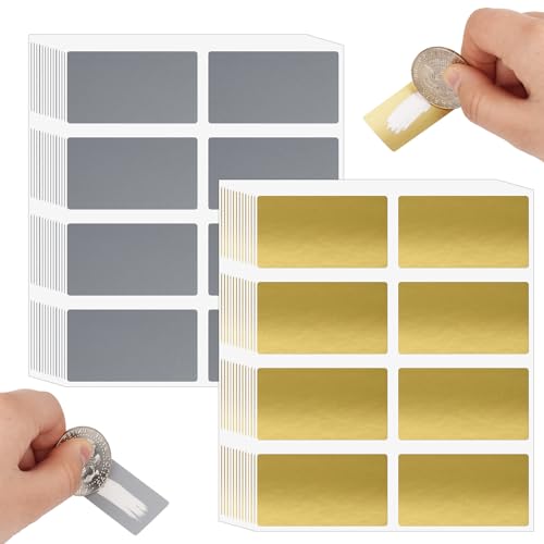 224 Pcs Rubbellose Selber Machen, 28 Sheets Rubbelaufkleber, 42 x 23mm Rubbeletiketten, Rechteck Überraschungen Scratch Sticker für Spiel, DIY, Reisegutschein, Geschenke - Gold und Silber von Svalor