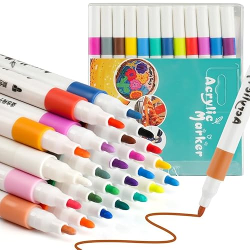 24 Farben Acrylstifte für Steine Zum Bemalen, Bunt Steine Bemalen Stifte, Stifte Steine Bemalen Wasserfest, Acrylic Paint Marker Glasmalstifte Multimarker für Basteln DIY Leinwand, Holz 24 Farben Acrylstifte für Steine Zum Bemalen, Bunt Steine Bemalen Stifte, Stifte Steine Bemalen Wasserfest, Acrylic Paint Marker Glasmalstifte Multimarker für Basteln DIY Leinwand, Holz von Svalor