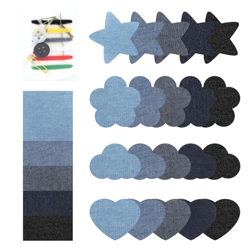 Svalor 25 Stück Bügelflicken, Jean Flicken zum Aufbügeln, Aufbügelflicken mit Verschiedenen Mustern und Nähzubehör, Jeans Flicken zum Aufbügeln Innen für Jacken Taschen Lochreparatur Dekoration Svalor 25 Stück Bügelflicken, Jean Flicken zum Aufbügeln, Aufbügelflicken mit Verschiedenen Mustern und Nähzubehör, Jeans Flicken zum Aufbügeln Innen für Jacken Taschen Lochreparatur Dekoration von Svalor