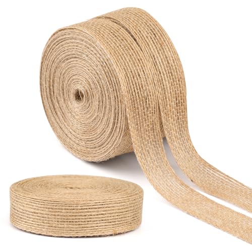 30 Meter Burlap Band, 2cm Breit Juteband, Weich Sackleinen Band, Vintage-Juteband, Vintage Geschenkband für DIY, Handwerk, Hochzeitdeko usw.(10M/Rollen) von Svalor