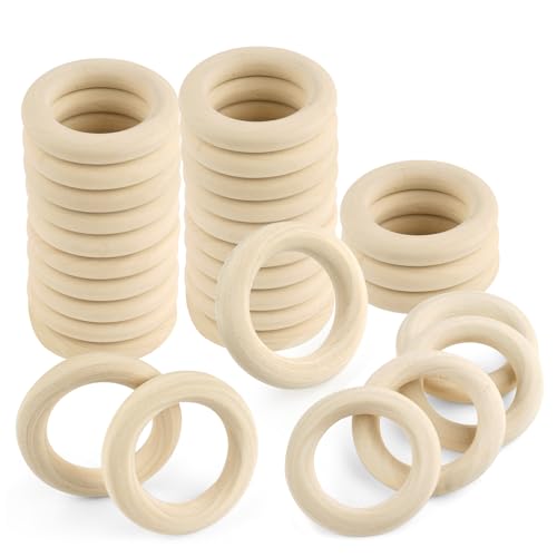30 Stück Holzringe Set, 60mm Holzringe zum Basteln, Holzring Hölzern, Natürlich Holz Ringe, Holzringe Makramee, Natürliche Bastelring für Makramee Armband, Hölzern Kreis Ringe, für DIY, Handwerk 30 Stück Holzringe Set, 60mm Holzringe zum Basteln, Holzring Hölzern, Natürlich Holz Ringe, Holzringe Makramee, Natürliche Bastelring für Makramee Armband, Hölzern Kreis Ringe, für DIY, Handwerk von Svalor