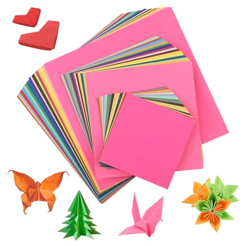 Origami Papier, 300 Blatt Faltpapier Bunt, 20x20 & 15x15 & 10x10CM Origami-Papier, 70 g/m² Doppelseitig Quadratisch Buntes Papier für DIY Bastelprojekte für Kinder & Erwachsene(20 Farben) von Svalor