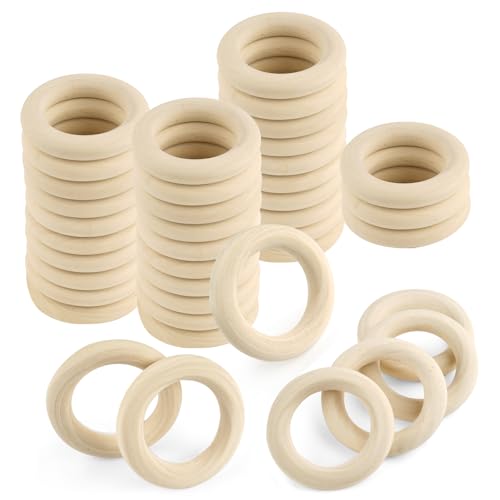 40 Stück Holzringe Set, 45mm Holzringe zum Basteln, Holzring Hölzern, Natürlich Holz Ringe, Holzringe Makramee, Natürliche Bastelring für Makramee Armband, Hölzern Kreis Ringe, für DIY, Handwerk 40 Stück Holzringe Set, 45mm Holzringe zum Basteln, Holzring Hölzern, Natürlich Holz Ringe, Holzringe Makramee, Natürliche Bastelring für Makramee Armband, Hölzern Kreis Ringe, für DIY, Handwerk von Svalor