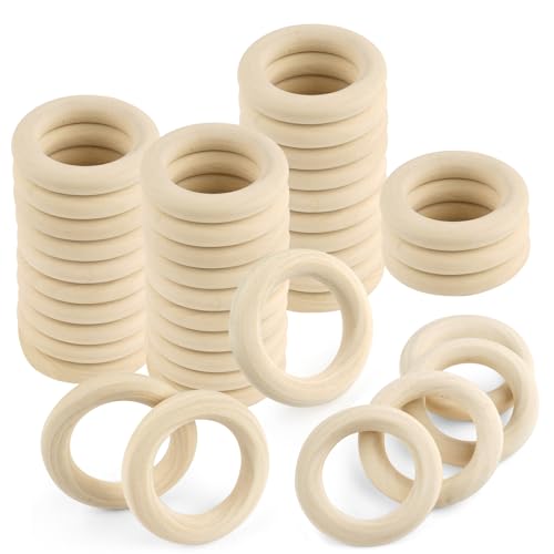 40 Stück Holzringe Set, 55mm Holzringe zum Basteln, Holzring Hölzern, Natürlich Holz Ringe, Holzringe Makramee, Natürliche Bastelring für Makramee Armband, Hölzern Kreis Ringe, für DIY, Handwerk 40 Stück Holzringe Set, 55mm Holzringe zum Basteln, Holzring Hölzern, Natürlich Holz Ringe, Holzringe Makramee, Natürliche Bastelring für Makramee Armband, Hölzern Kreis Ringe, für DIY, Handwerk von Svalor