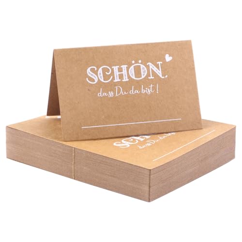 60 Stück Tischkarten Kraftpapier, Schön Dass Du Da Bist, 110x85mm Platzkarten Namenskarten Zum Selbst Beschriften, für Hochzeit Geburtstag Konfirmation Kommunion Goldene Hochzeit 60 Stück Tischkarten Kraftpapier, Schön Dass Du Da Bist, 110x85mm Platzkarten Namenskarten Zum Selbst Beschriften, für Hochzeit Geburtstag Konfirmation Kommunion Goldene Hochzeit von Svalor
