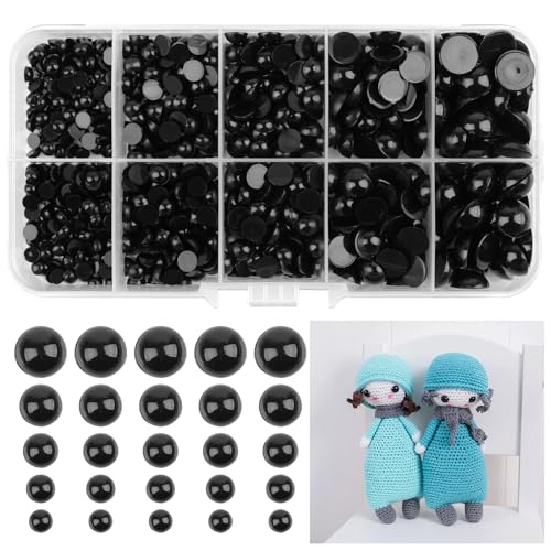 760 Stück Halbperlen Schwarz,Schwarze Perlen mit Flacher Rückseite,4/5/6/8/10mm Halbrunde Perlen,für Gehäkelte Handarbeit,Schmuckherstellung,Puppenauge DIY Machen,Hochzeitsdeko Haarnagel Zubehör 760 Stück Halbperlen Schwarz,Schwarze Perlen mit Flacher Rückseite,4/5/6/8/10mm Halbrunde Perlen,für Gehäkelte Handarbeit,Schmuckherstellung,Puppenauge DIY Machen,Hochzeitsdeko Haarnagel Zubehör von Svalor