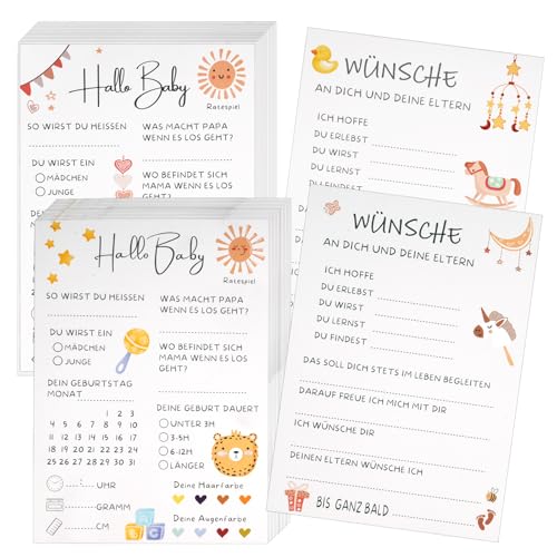 Babyparty Spiele Karten, Babyshower Spiele Karten zum Ausfüllen,Deko Baby Shower Party Spiel Jungen und Mädchen,20 Tippkarten für die Gender Reveal Feier und Babyparty,Beidseitig Bedruckt (Muster A+B) Babyparty Spiele Karten, Babyshower Spiele Karten zum Ausfüllen,Deko Baby Shower Party Spiel Jungen und Mädchen,20 Tippkarten für die Gender Reveal Feier und Babyparty,Beidseitig Bedruckt (Muster A+B) von Svalor