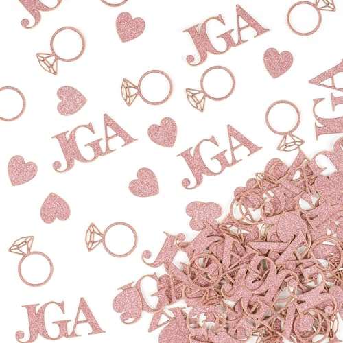 Svalor Rosa Konfetti, 100 Stück, Herz, Diamantring, JGA-Buchstaben, Hochzeit, Verlobung, Junggesellinnenabschied, Karton, Rosa von Svalor