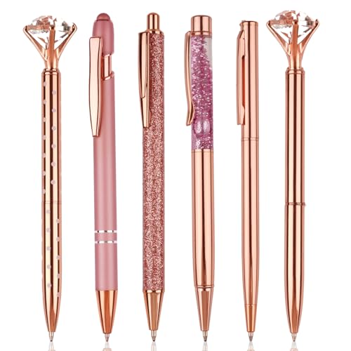 Kugelschreiber Roségold Set, 6 Stück Schöne Kugelschreiber, Kugelschreiber Glitzer Mit Großer Diamant, Kugelschreiber Pink, Rosa Geschenke für Frauen Mädchen Brautjungfer Hochzeit Büro, Rosegold Kugelschreiber Roségold Set, 6 Stück Schöne Kugelschreiber, Kugelschreiber Glitzer Mit Großer Diamant, Kugelschreiber Pink, Rosa Geschenke für Frauen Mädchen Brautjungfer Hochzeit Büro, Rosegold von Svalor