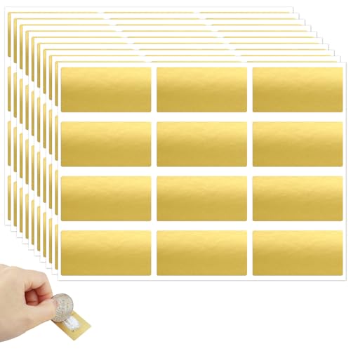 Rubbellose Selber Machen, 10 Sheets Rubbelaufkleber, 50 x 25mm Rubbeletiketten, Rechteck Überraschungen Scratch Sticker für Spiel, DIY, Reisegutschein, Geschenke - Gold von Svalor